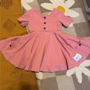Charming Pink Kids Dress with Button Details